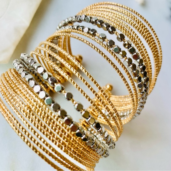 Victoria Emerson Gold Multi Strand Open Cuff Bracelet - Picture 8 of 12